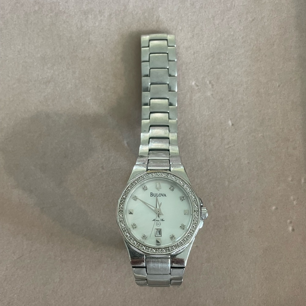 Bulova Diamond and Mother of Pearl Minimalist Watch